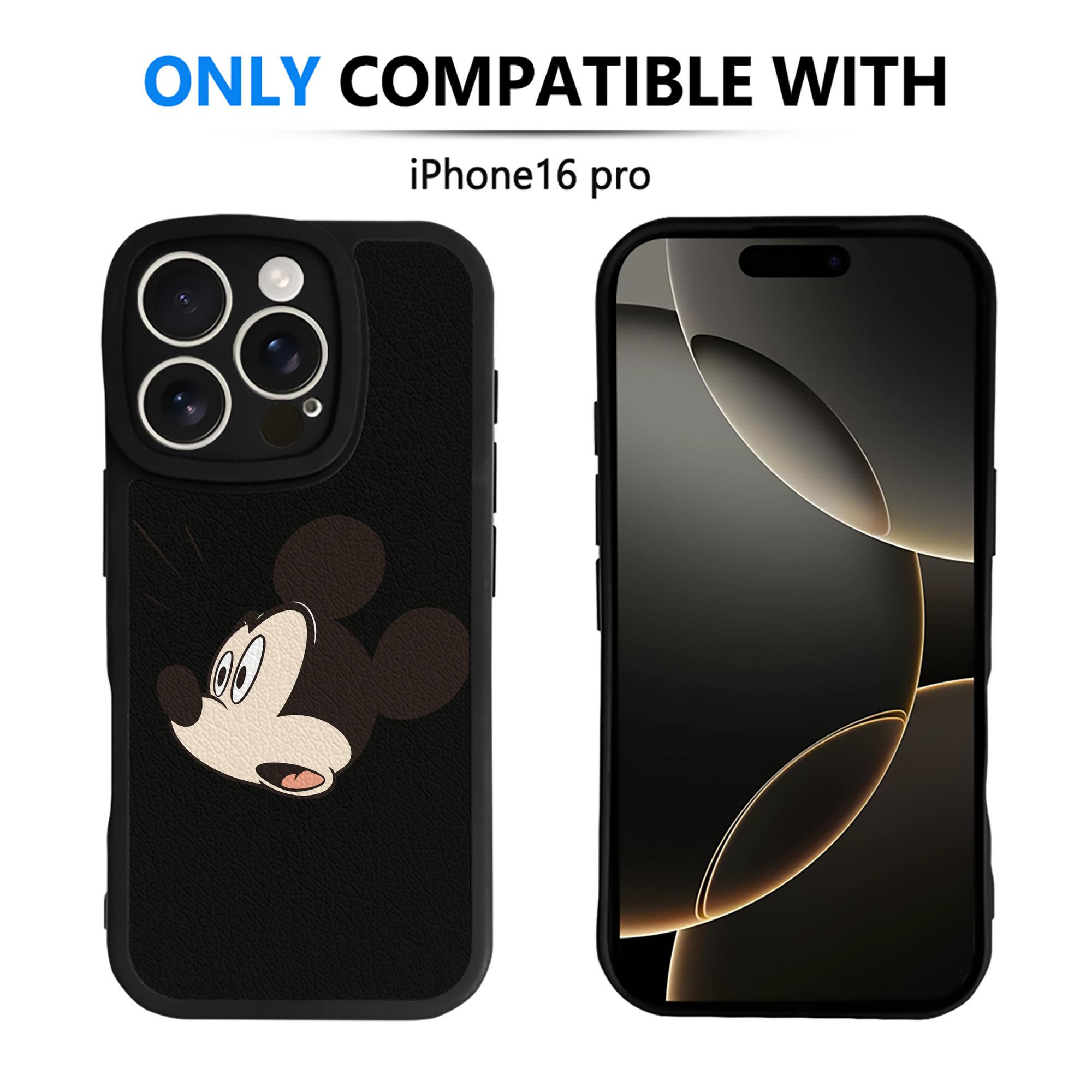 （画像用） ミッキーマウス Mickey Mouse 【iPhone 16シリーズ対応】シリコンスマホケース（レザー調） 材質：シリコン